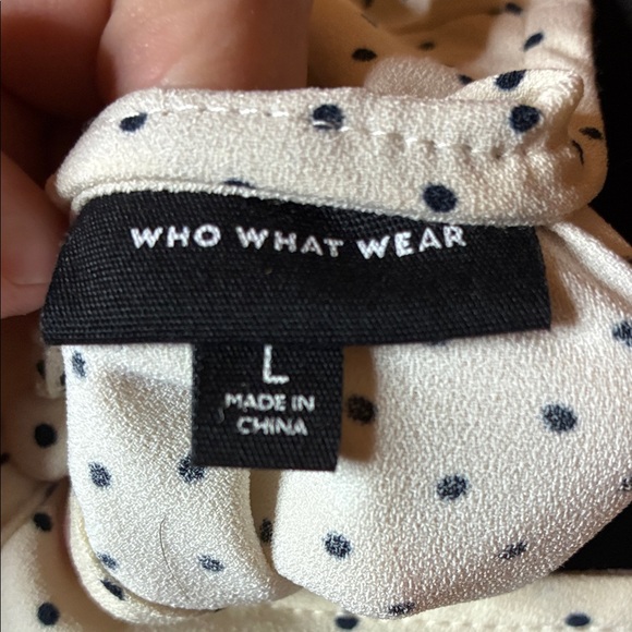 Who What Wear White Polka Dot Blouse - Picture 3 of 4